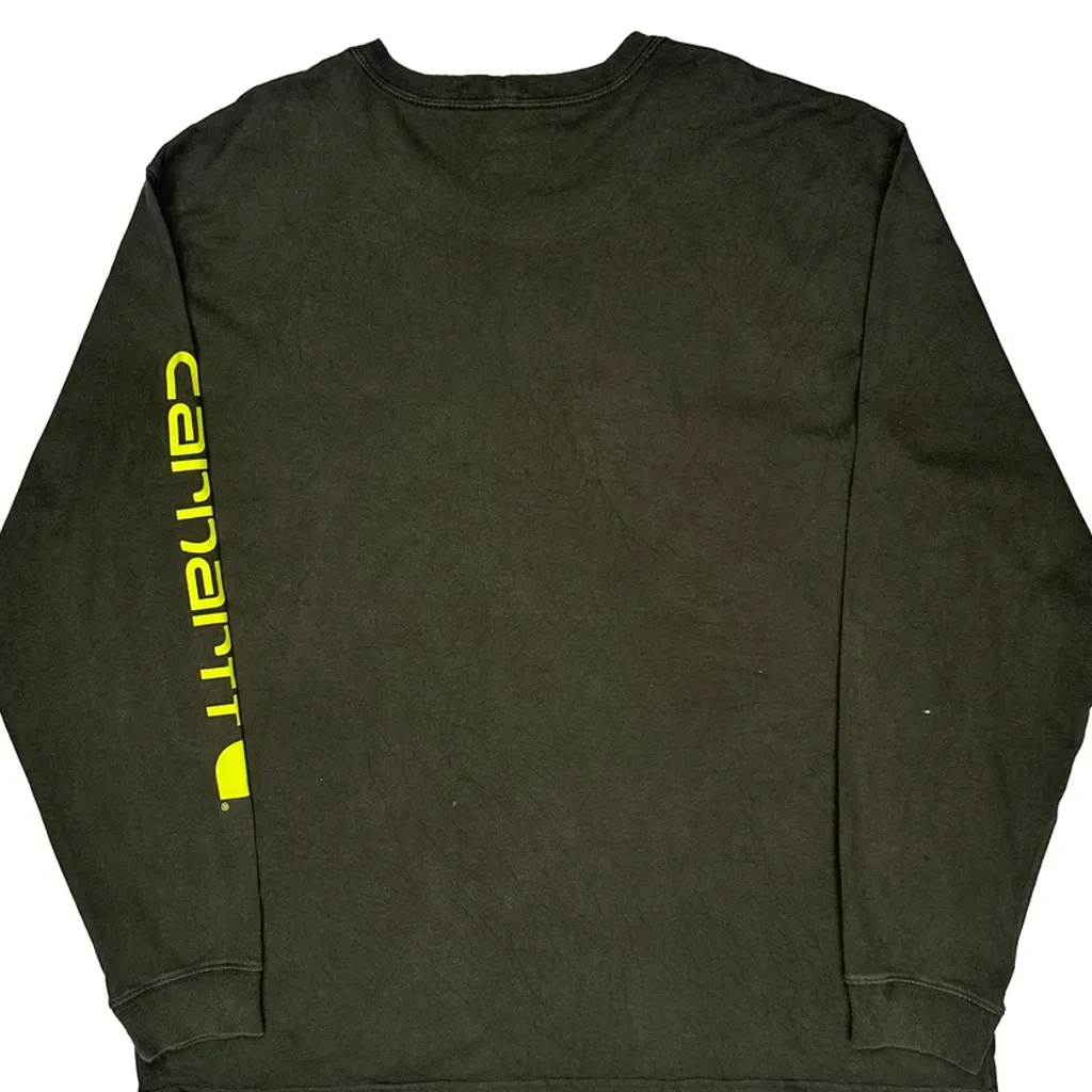 Carhartt Long Sleeve T-Shirt - XL Green Cotton - Image 6