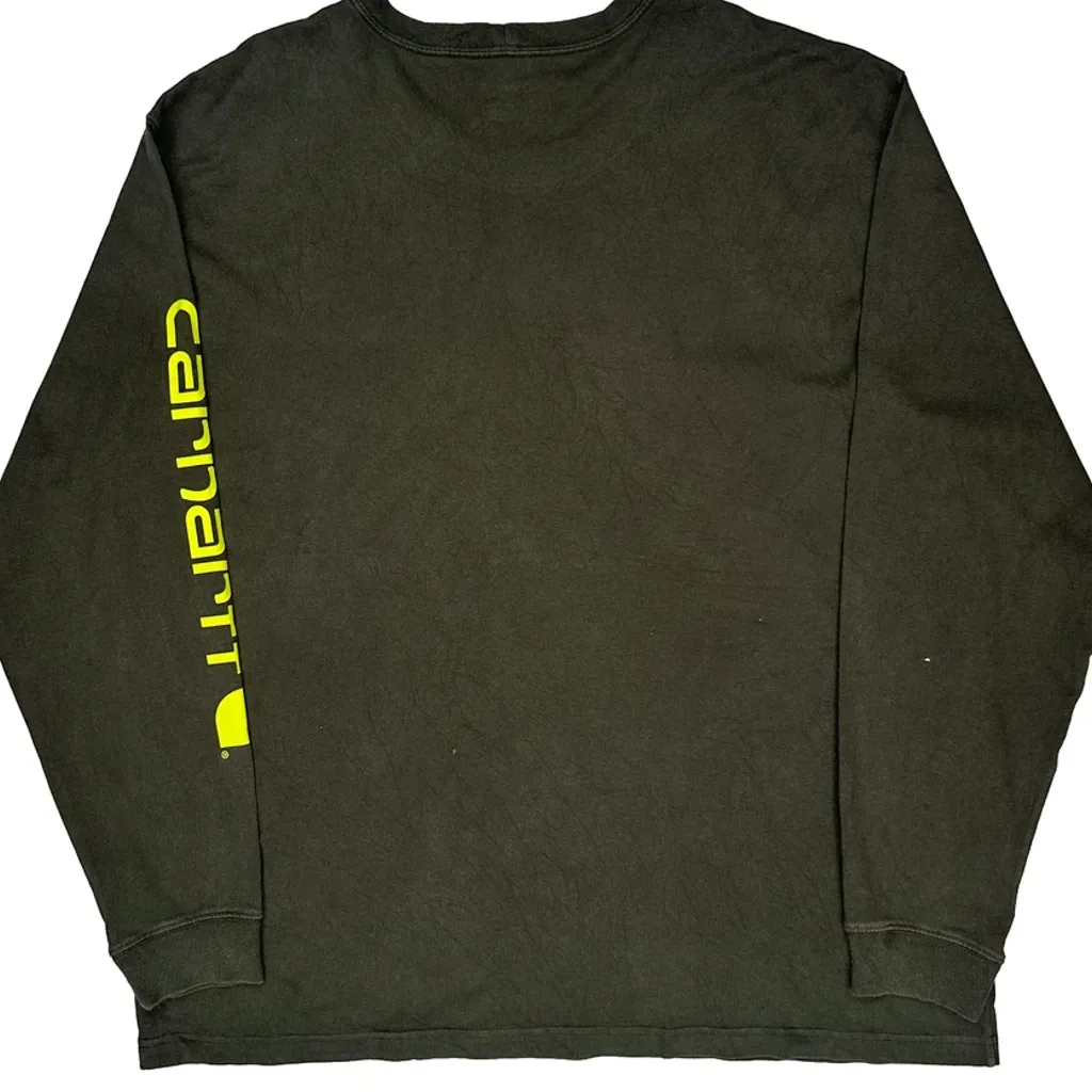 Carhartt Long Sleeve T-Shirt - XL Green Cotton - Image 7