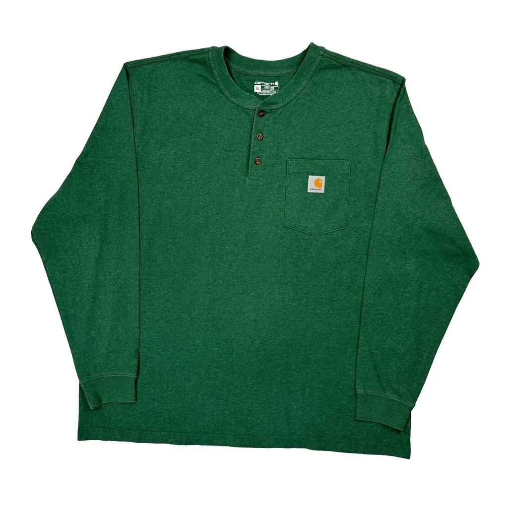 Carhartt Long Sleeve T-Shirt - XL Green Cotton