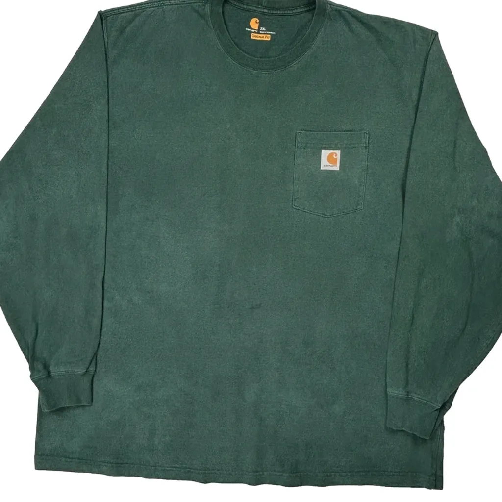 Carhartt Long Sleeve T-Shirt - 2XL Green Cotton - Image 5