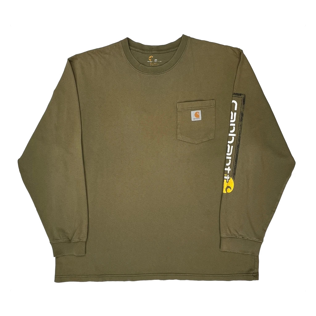 Carhartt Long Sleeve T-Shirt - 2XL Green Cotton