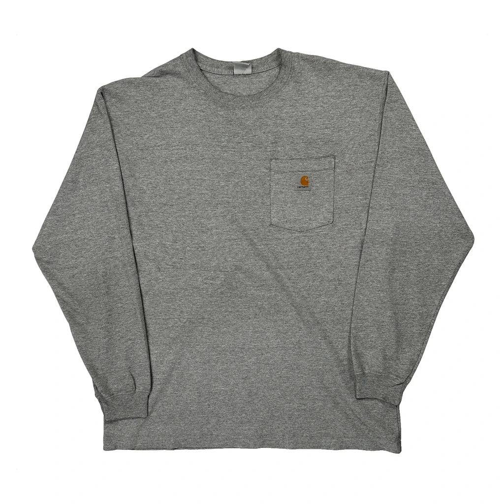 Carhartt Long Sleeve T-Shirt - Large Grey Cotton