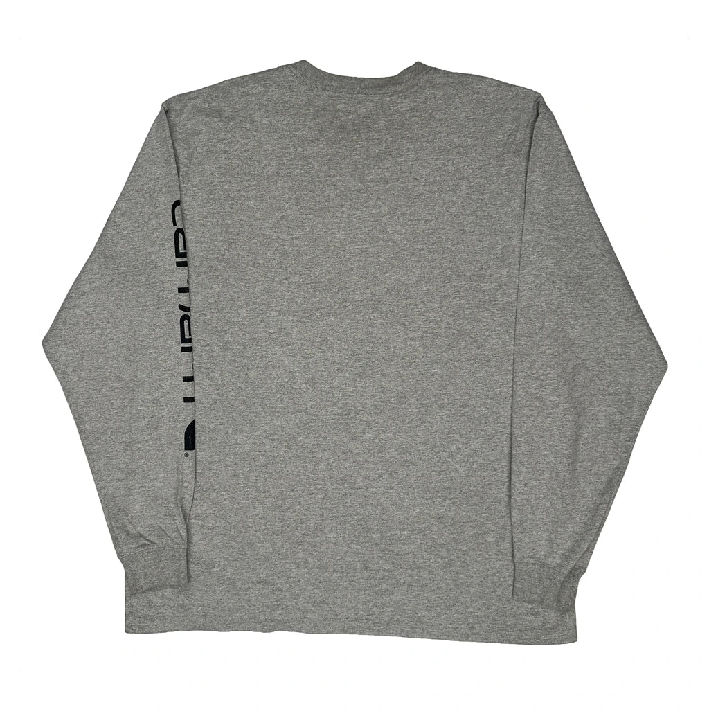 Carhartt Long Sleeve T-Shirt - Large Grey Cotton - Image 2