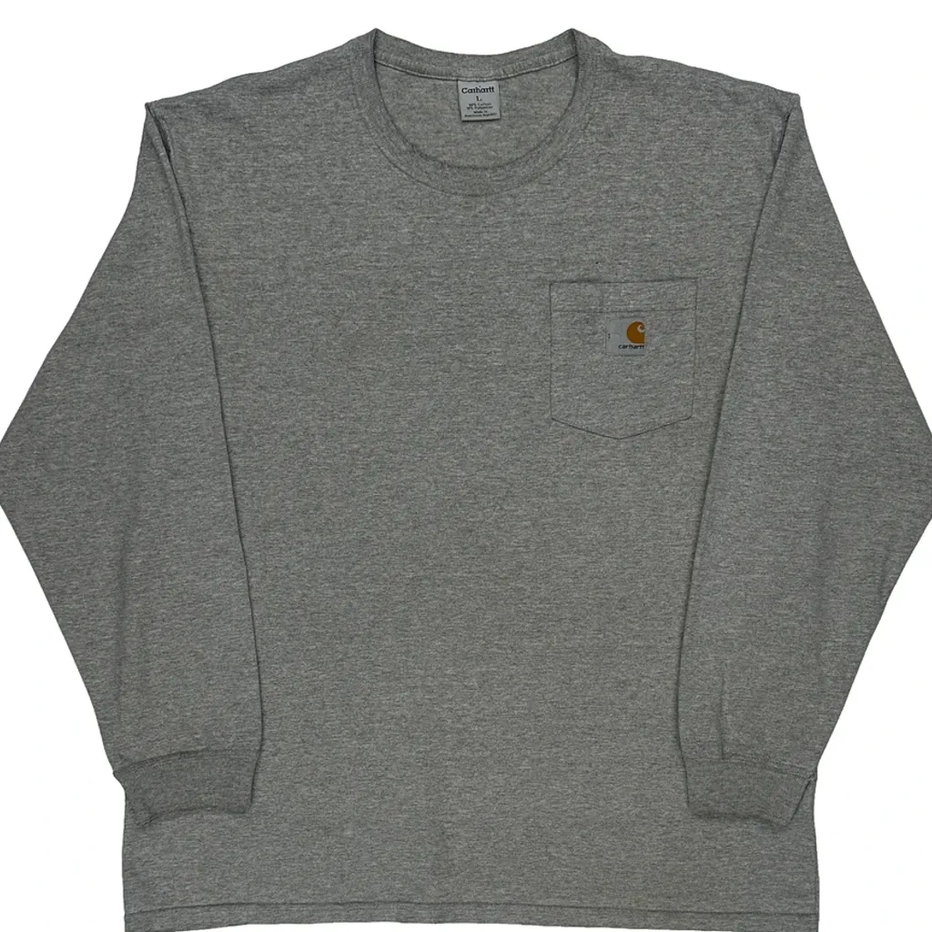 Carhartt Long Sleeve T-Shirt - Large Grey Cotton - Image 4