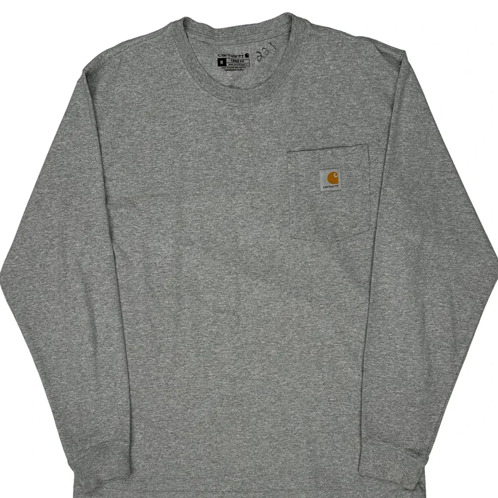 Carhartt Long Sleeve T-Shirt - Medium Grey Cotton - Image 4