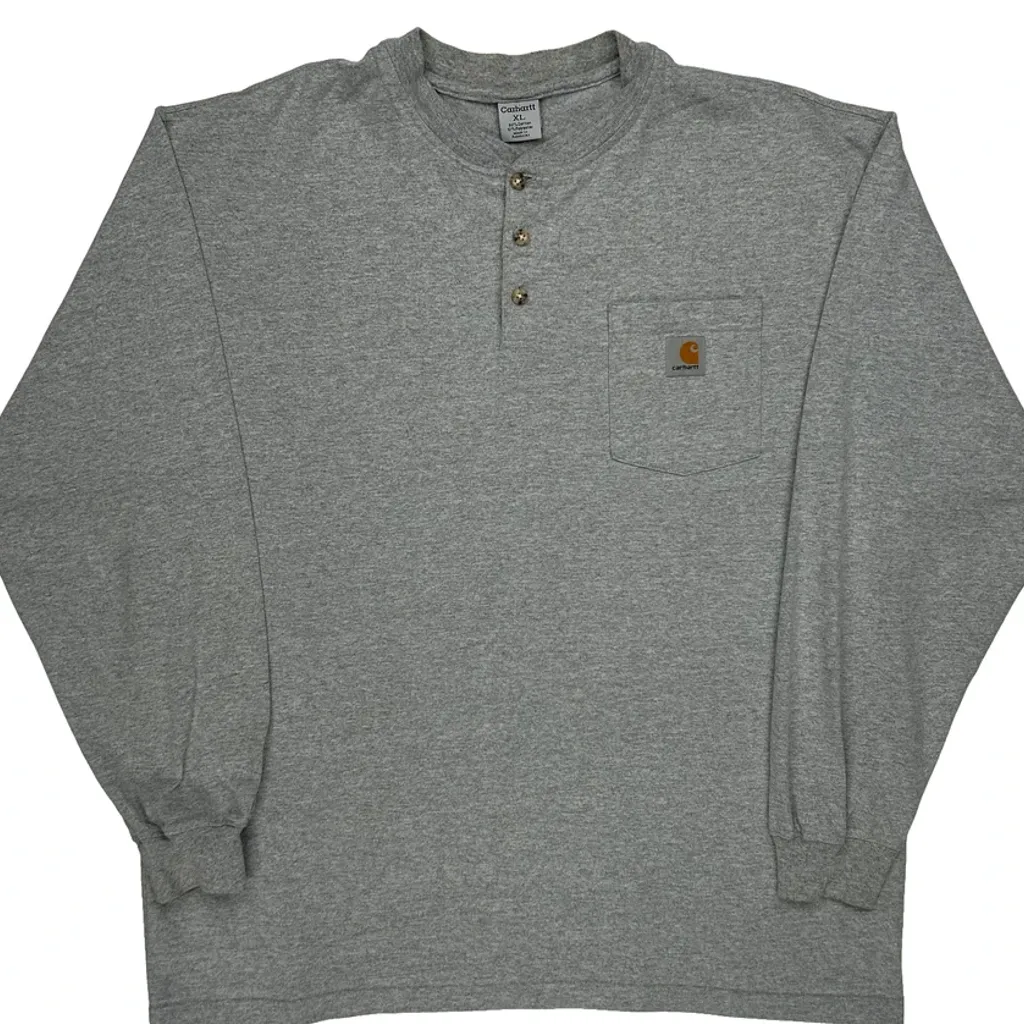Carhartt Long Sleeve T-Shirt - XL Grey Cotton Blend - Image 4