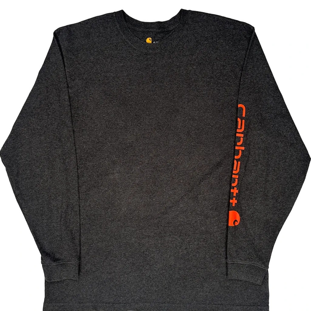 Carhartt Tall Long Sleeve T-Shirt - XL Grey Cotton - Image 4