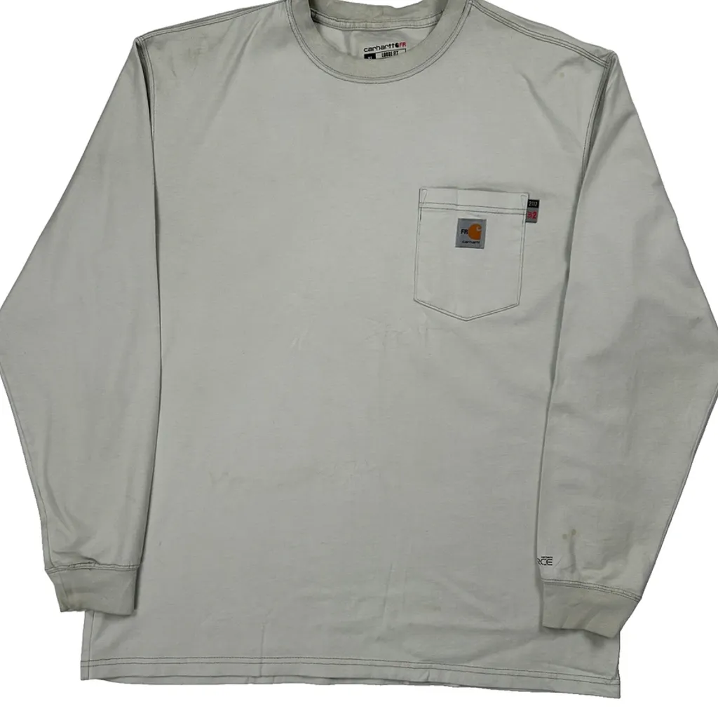 Carhartt Long Sleeve T-Shirt - XL Grey Cotton - Image 4