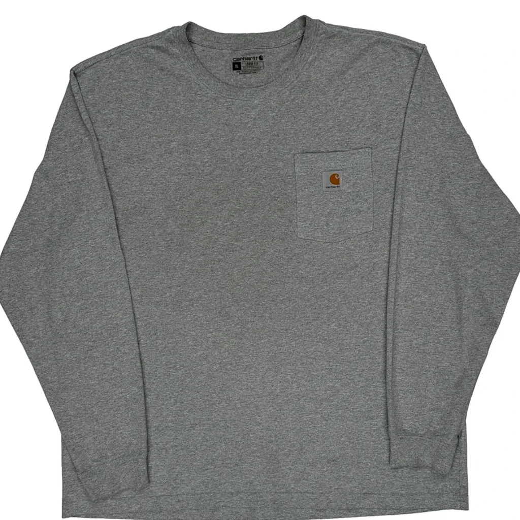 Carhartt Long Sleeve T-Shirt - XL Grey Cotton - Image 4