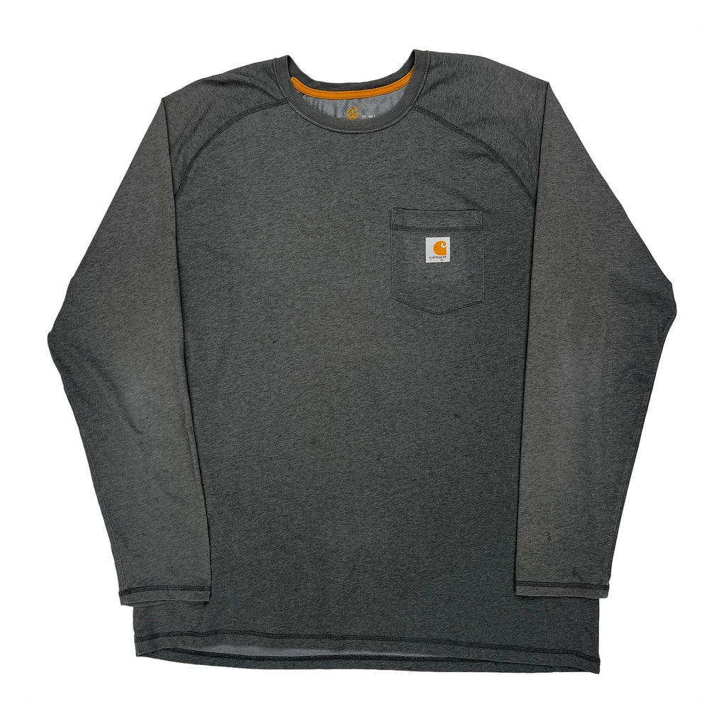 Carhartt Long Sleeve T-Shirt - XL Grey Polyester