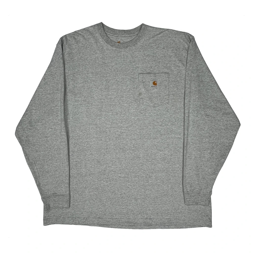 Carhartt Long Sleeve T-Shirt - 2XL Grey Cotton