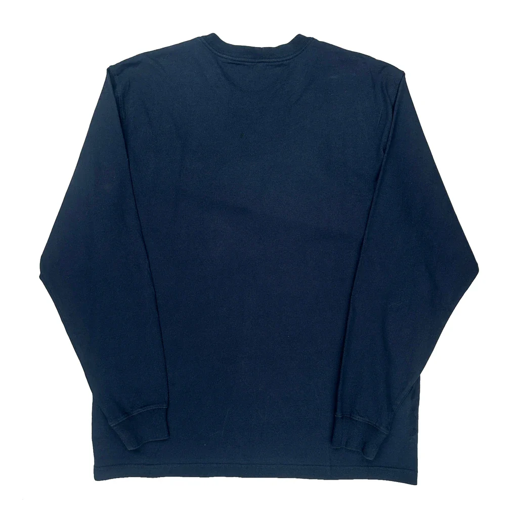 Carhartt Long Sleeve T-Shirt - Large Navy Cotton - Image 2