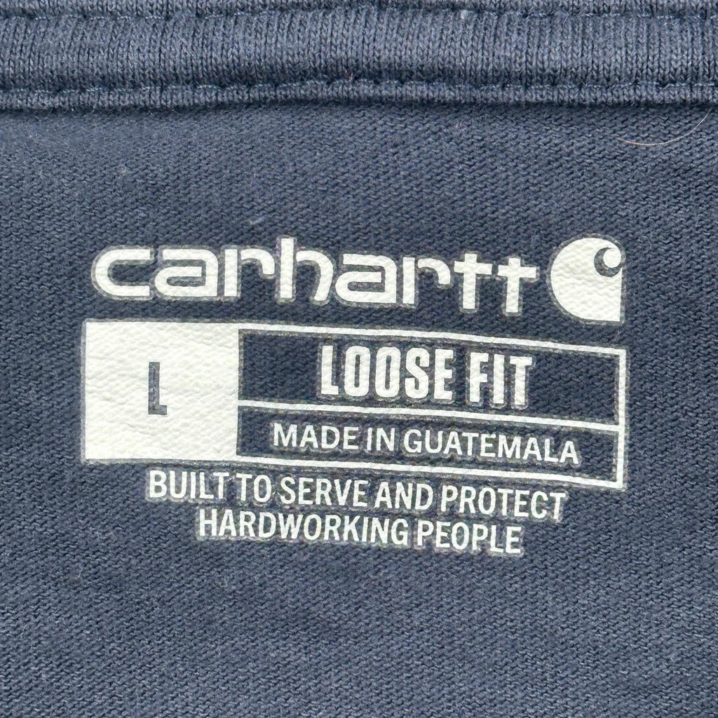 Carhartt Long Sleeve T-Shirt - Large Navy Cotton - Image 3