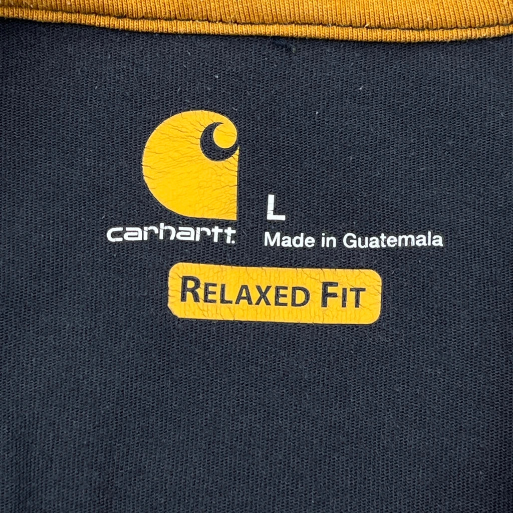 Carhartt Long Sleeve T-Shirt - Large Navy Cotton Blend - Image 3