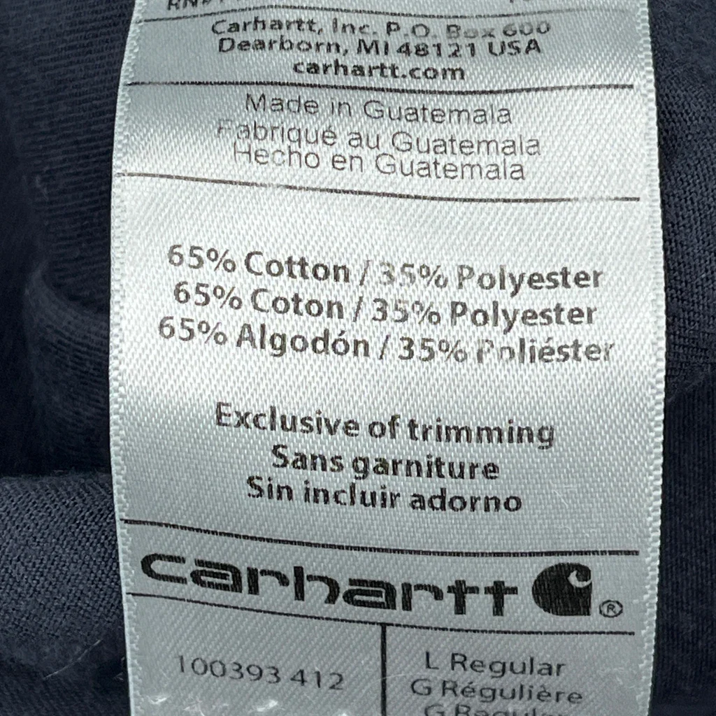 Carhartt Long Sleeve T-Shirt - Large Navy Cotton Blend - Image 4
