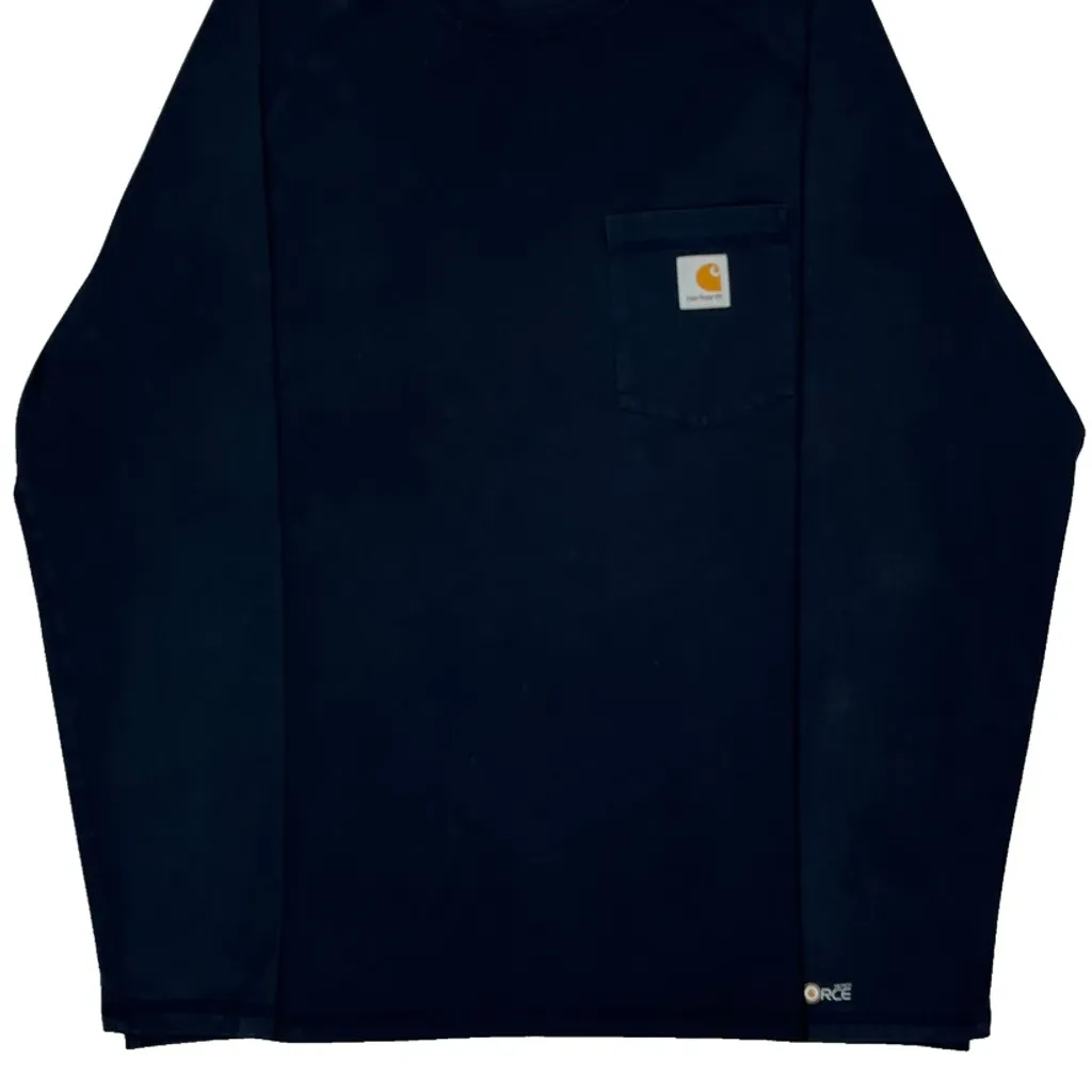 Carhartt Long Sleeve T-Shirt - Large Navy Cotton Blend - Image 6