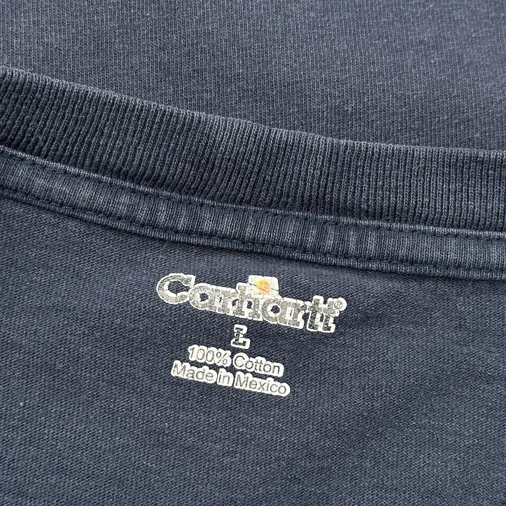 Carhartt Long Sleeve T-Shirt - Large Navy Cotton - Image 3
