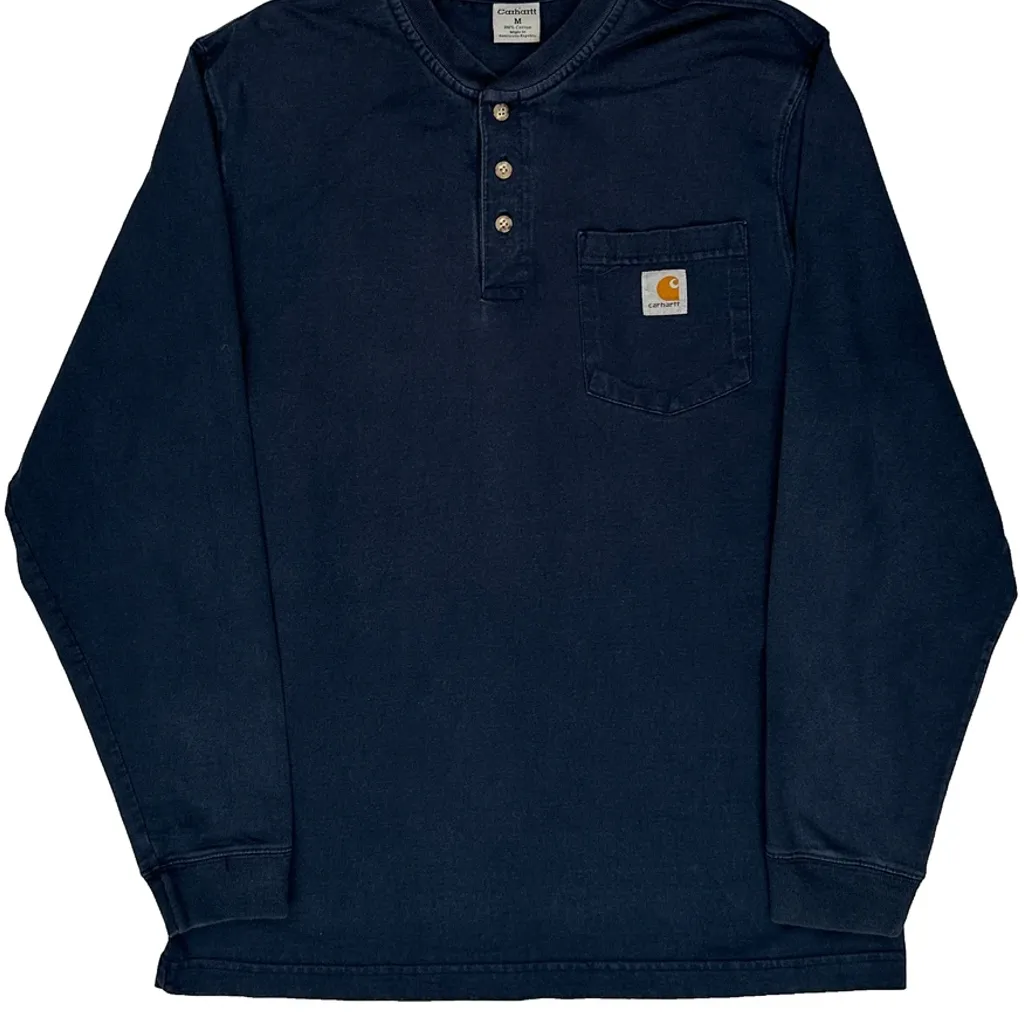 Carhartt Long Sleeve T-Shirt - Medium Navy Cotton - Image 4