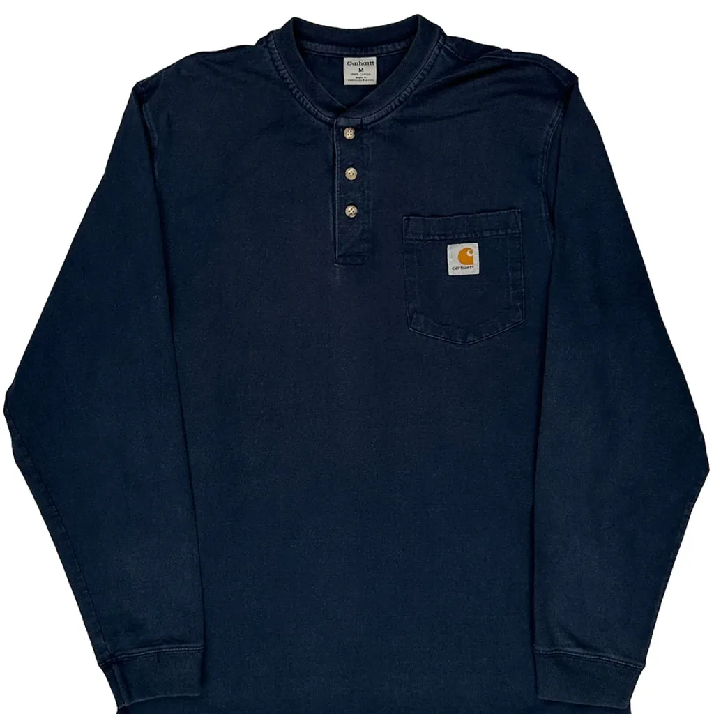 Carhartt Long Sleeve T-Shirt - Medium Navy Cotton - Image 5