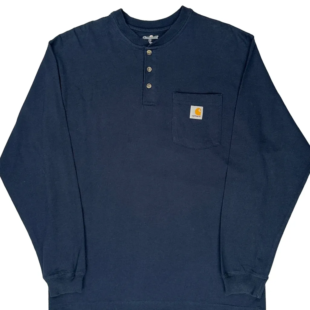 Carhartt Long Sleeve T-Shirt - Medium Navy Cotton - Image 4