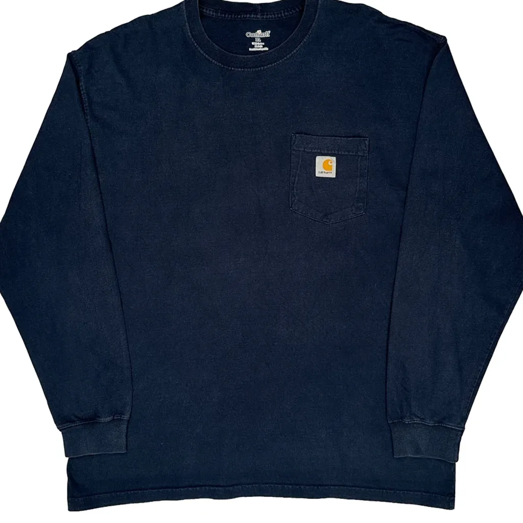 Carhartt Long Sleeve T-Shirt - XL Navy Cotton - Image 4