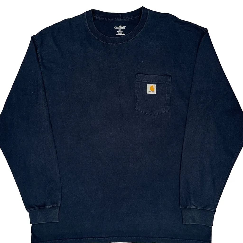 Carhartt Long Sleeve T-Shirt - XL Navy Cotton - Image 5