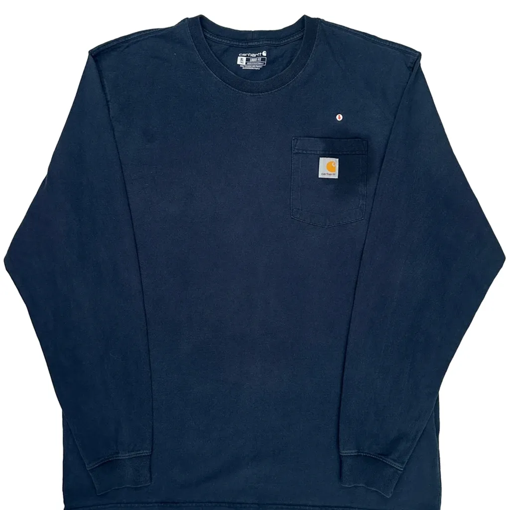 Carhartt Long Sleeve T-Shirt - XL Navy Cotton - Image 4