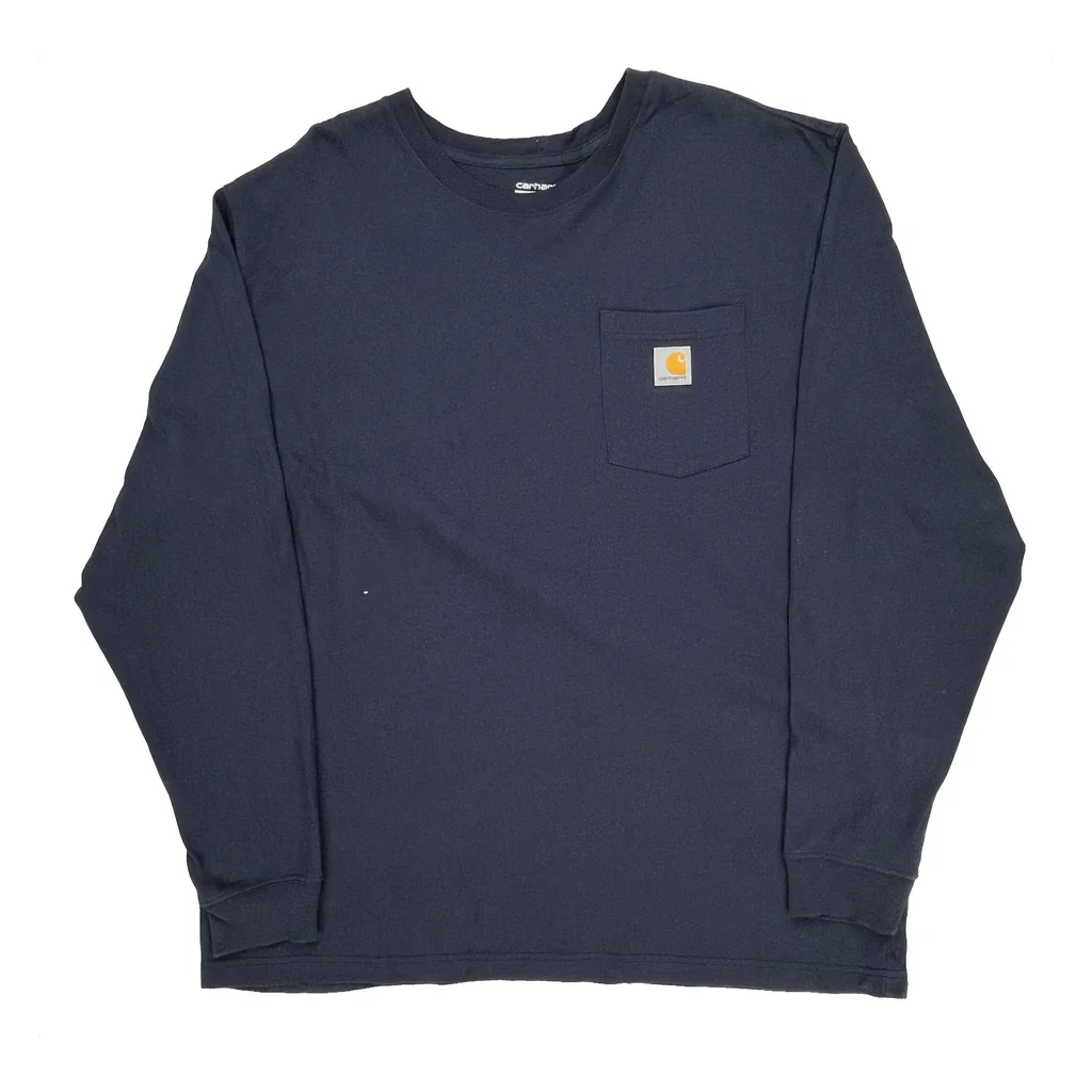 Carhartt Long Sleeve T-Shirt - XL Navy Cotton