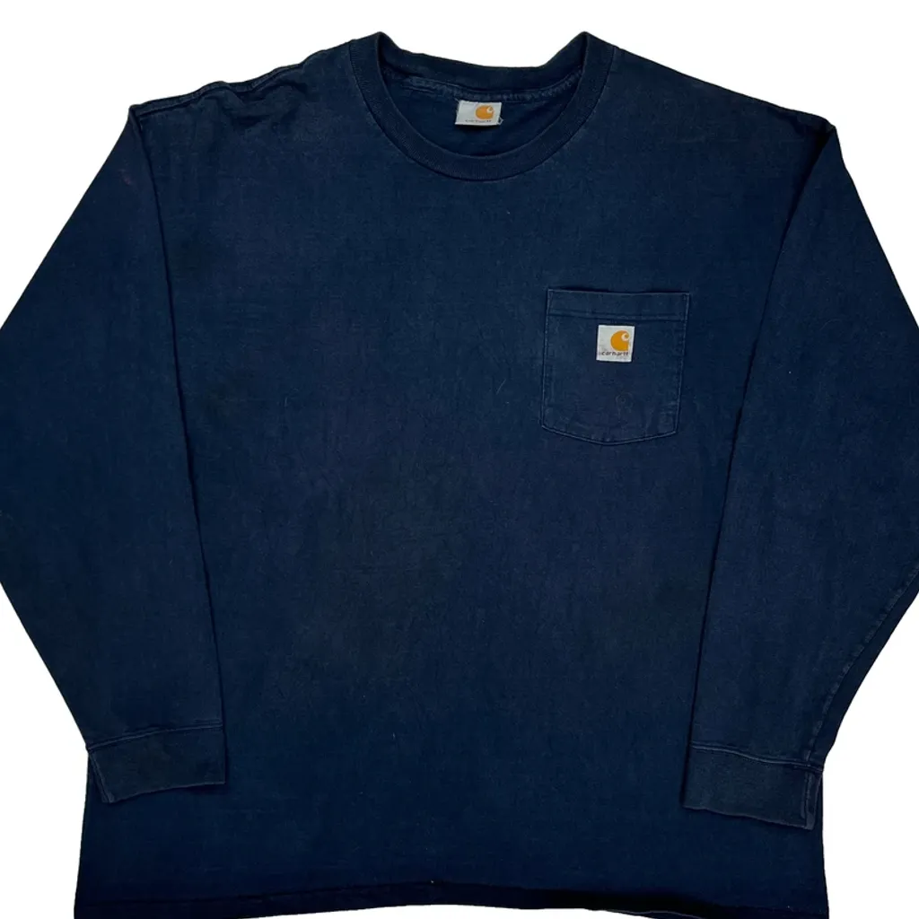 Carhartt Long Sleeve T-Shirt - XL Navy Cotton - Image 5