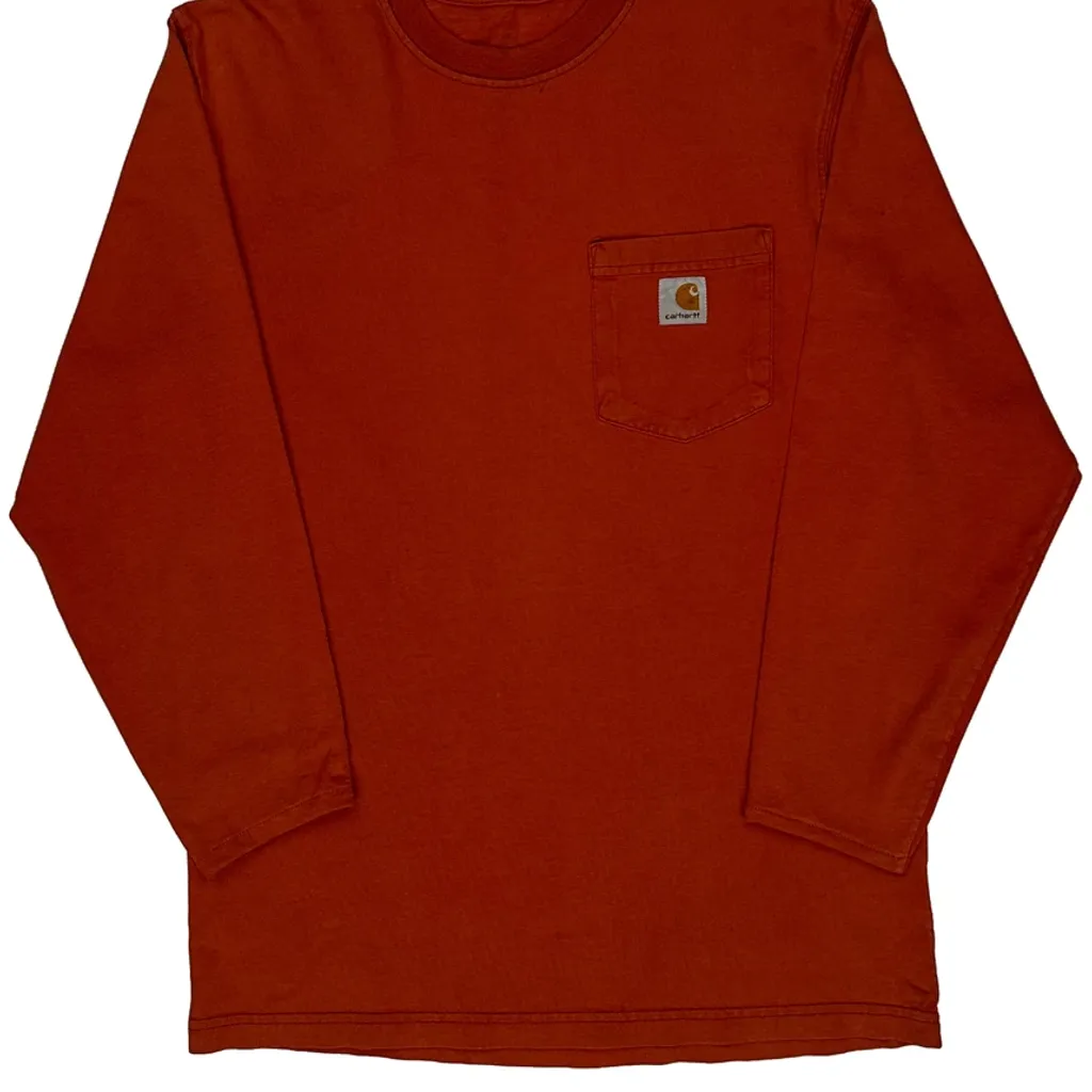 Carhartt Long Sleeve T-Shirt - Small Orange Cotton - Image 4