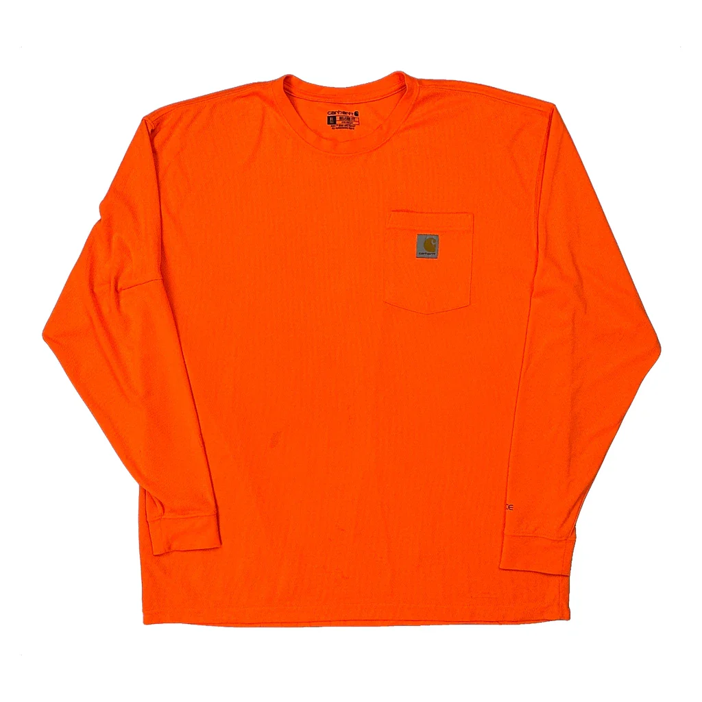 Carhartt Tall Long Sleeve T-Shirt - XL Orange Polyester