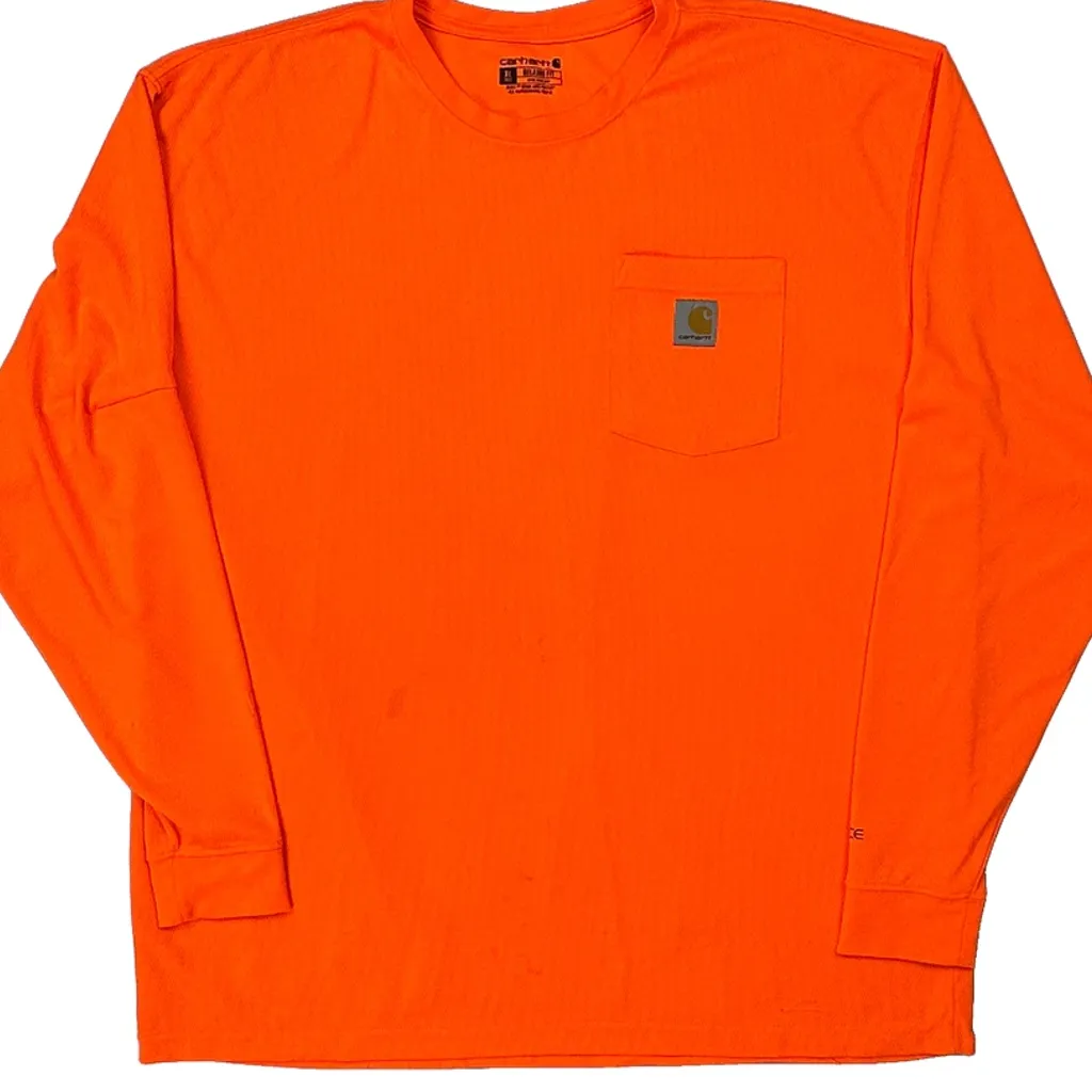 Carhartt Tall Long Sleeve T-Shirt - XL Orange Polyester - Image 5