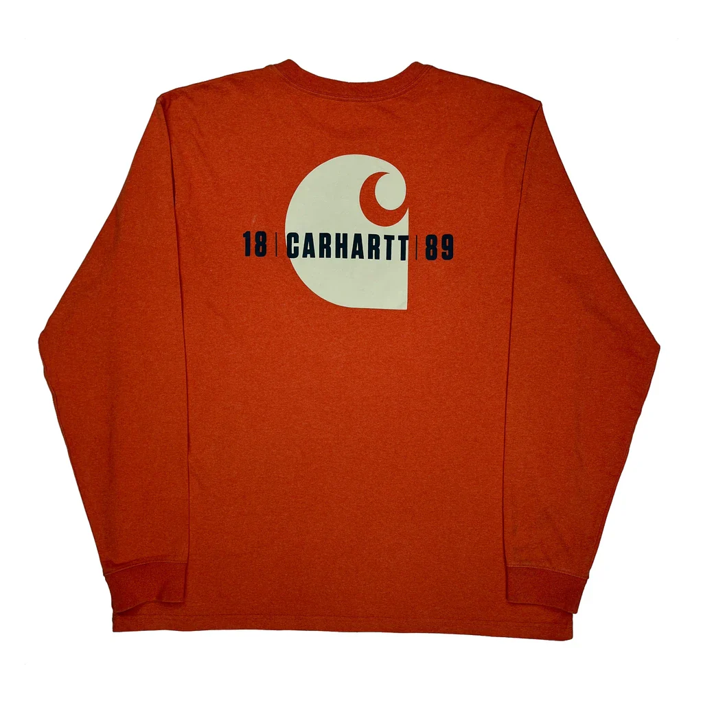 Carhartt Graphic Long Sleeve T-Shirt - 2XL Orange Cotton - Image 2