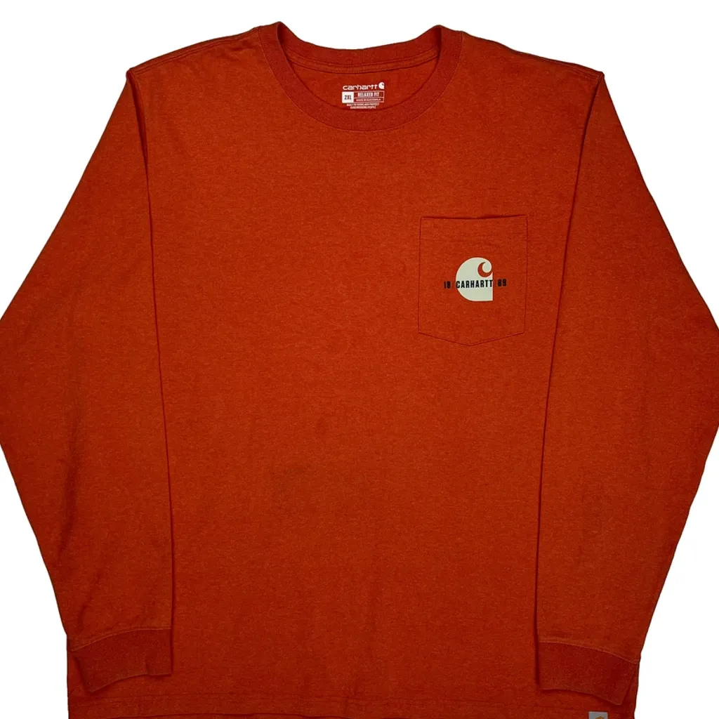 Carhartt Graphic Long Sleeve T-Shirt - 2XL Orange Cotton - Image 4