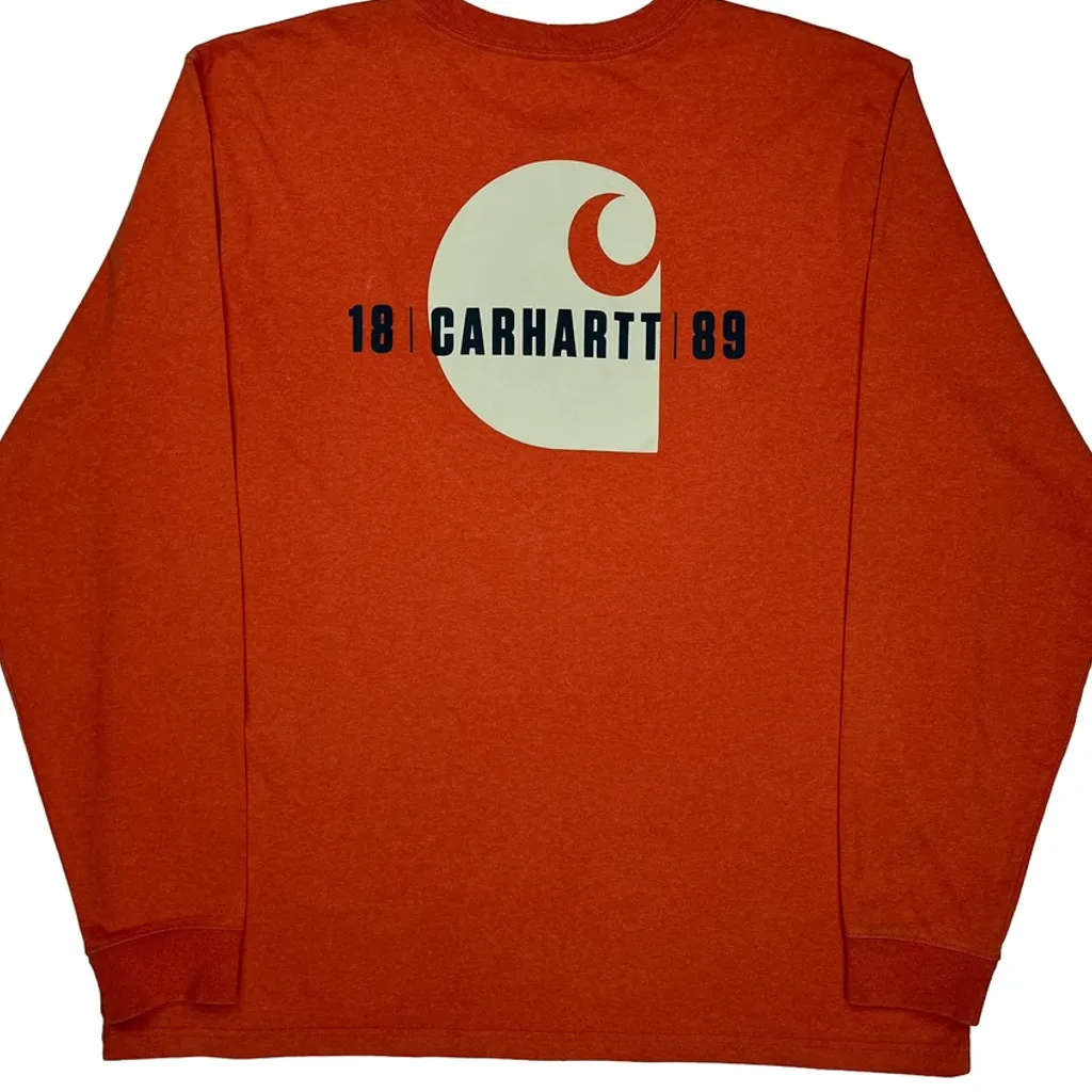 Carhartt Graphic Long Sleeve T-Shirt - 2XL Orange Cotton - Image 6