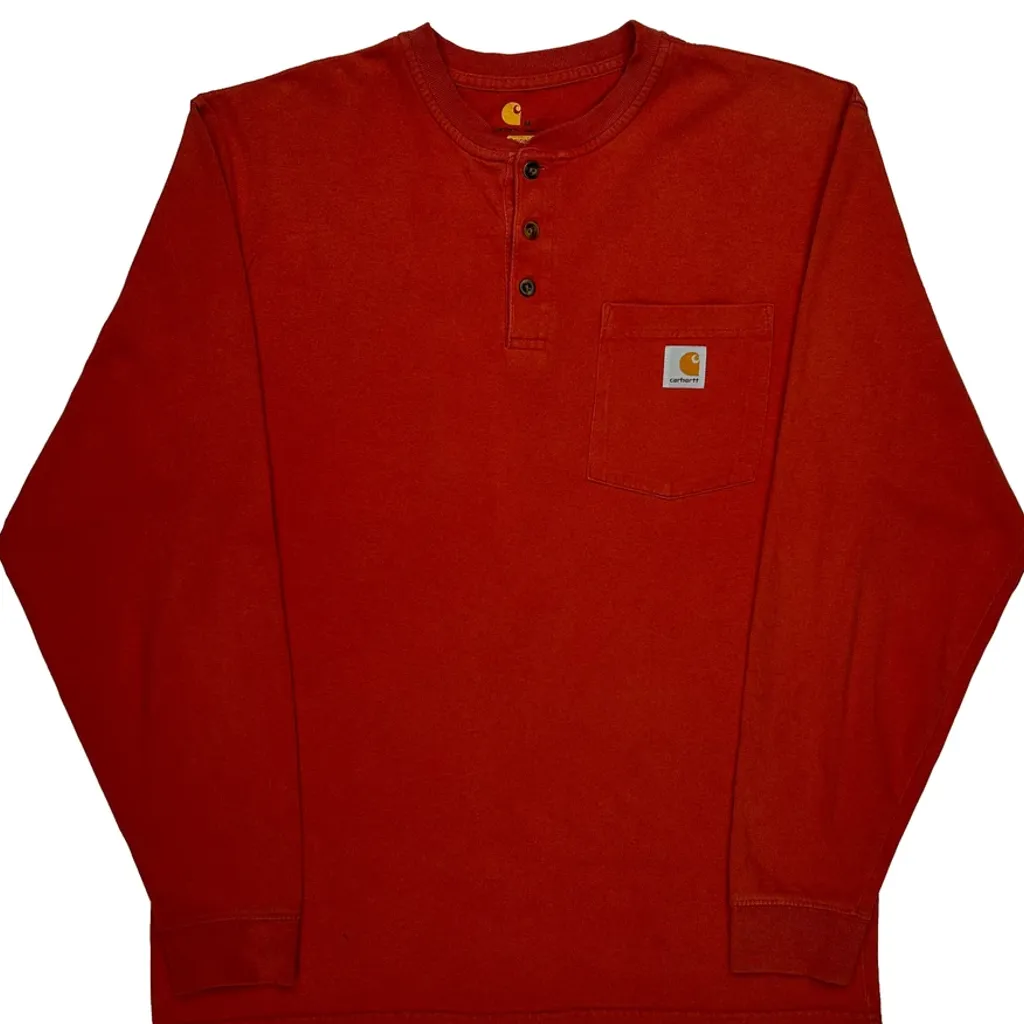 Carhartt Long Sleeve T-Shirt - Medium Red Cotton - Image 6