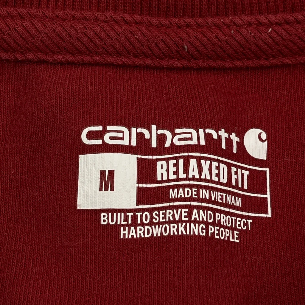 Carhartt Long Sleeve T-Shirt - Medium Red Cotton - Image 3