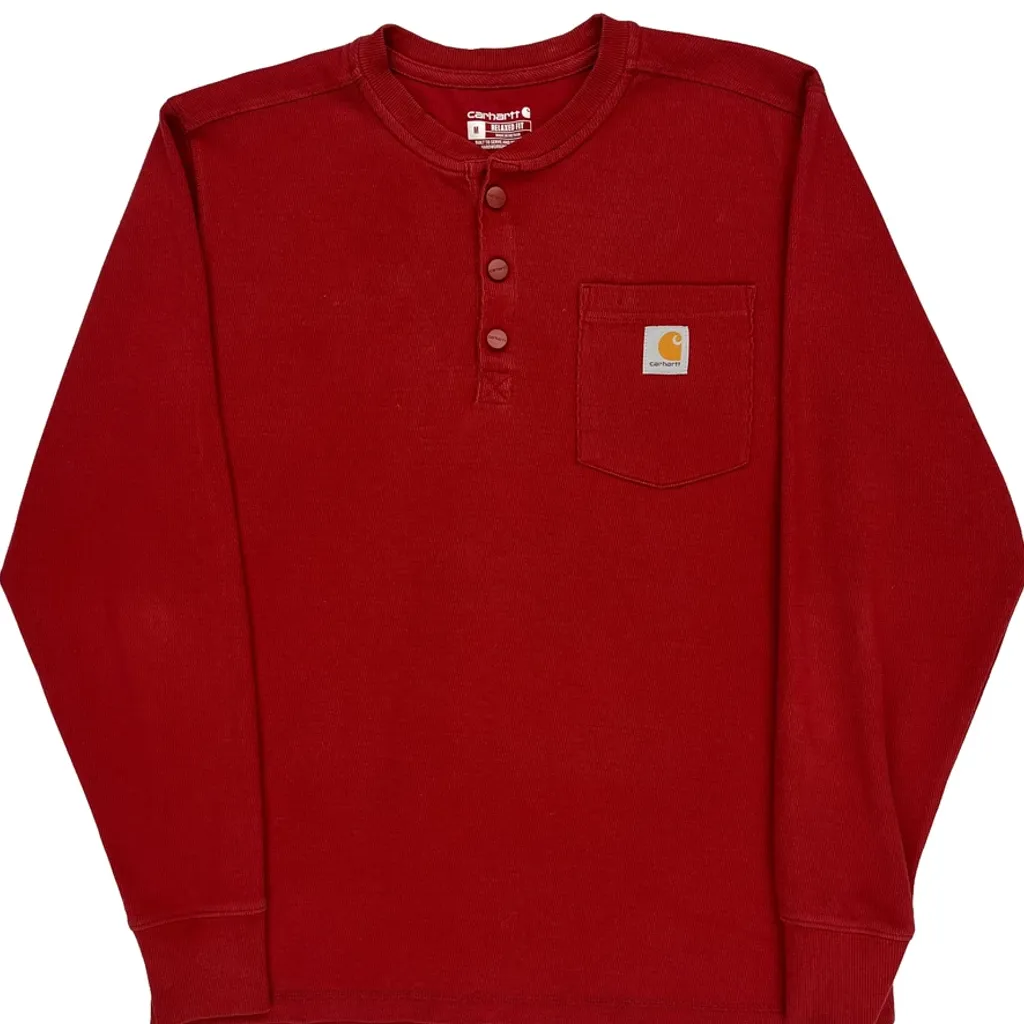 Carhartt Long Sleeve T-Shirt - Medium Red Cotton - Image 4