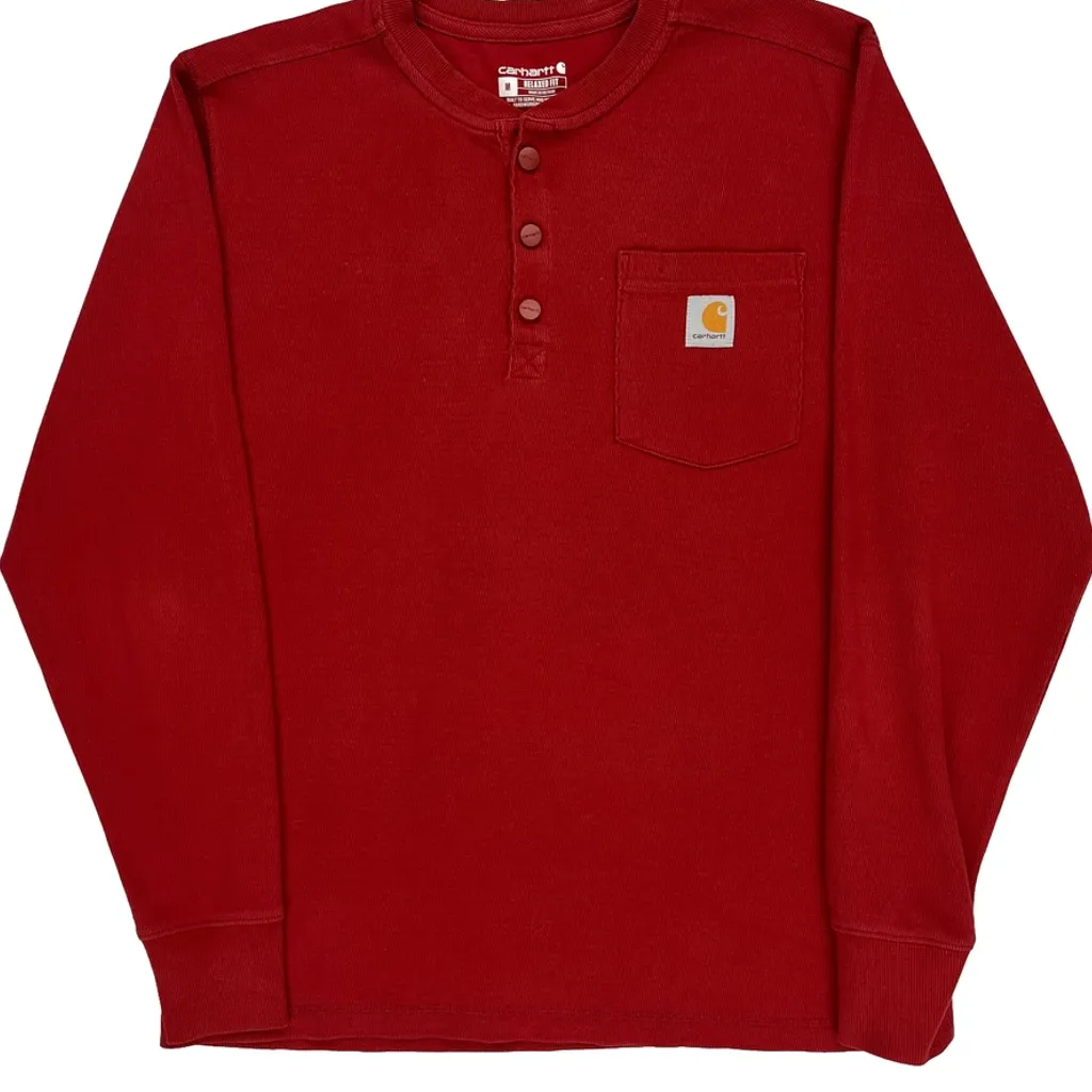 Carhartt Long Sleeve T-Shirt - Medium Red Cotton - Image 5