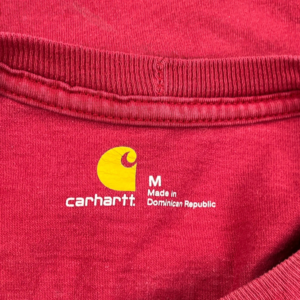Carhartt Spellout Long Sleeve T-Shirt - Medium Red Cotton - Image 3