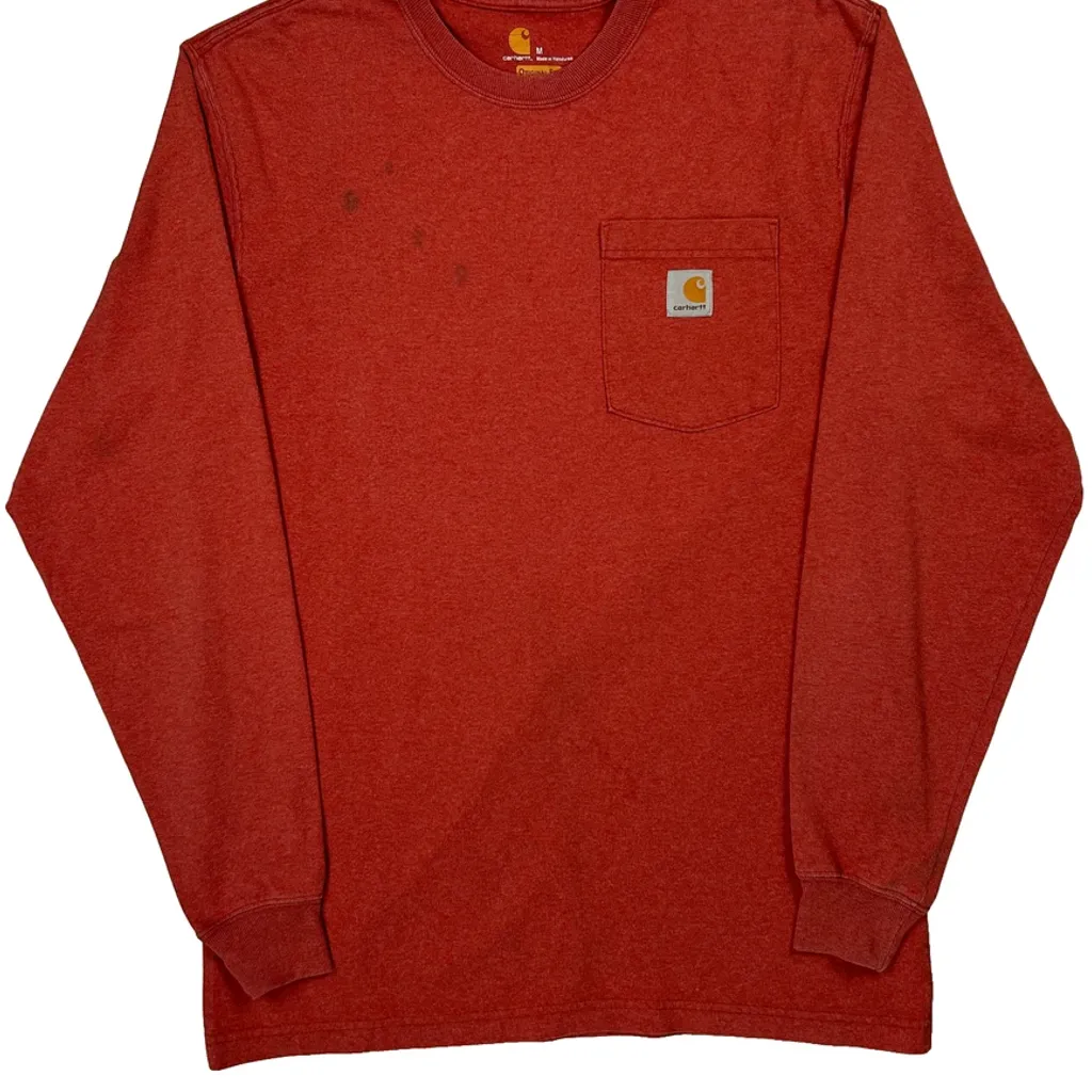 Carhartt Long Sleeve T-Shirt - Medium Red Cotton - Image 4