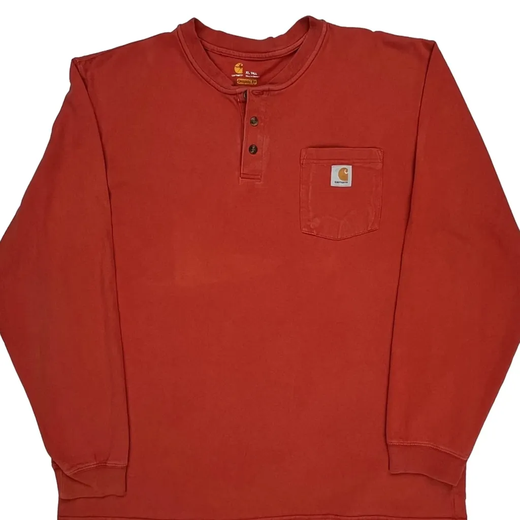 Carhartt Tall Long Sleeve T-Shirt - XL Red Cotton - Image 5