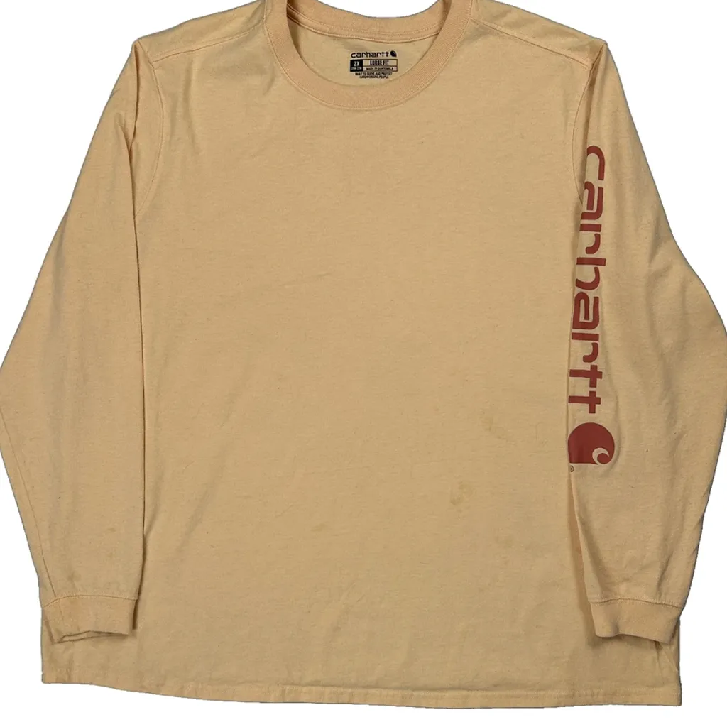 Carhartt Long Sleeve T-Shirt - 2XL Beige Cotton - Image 4