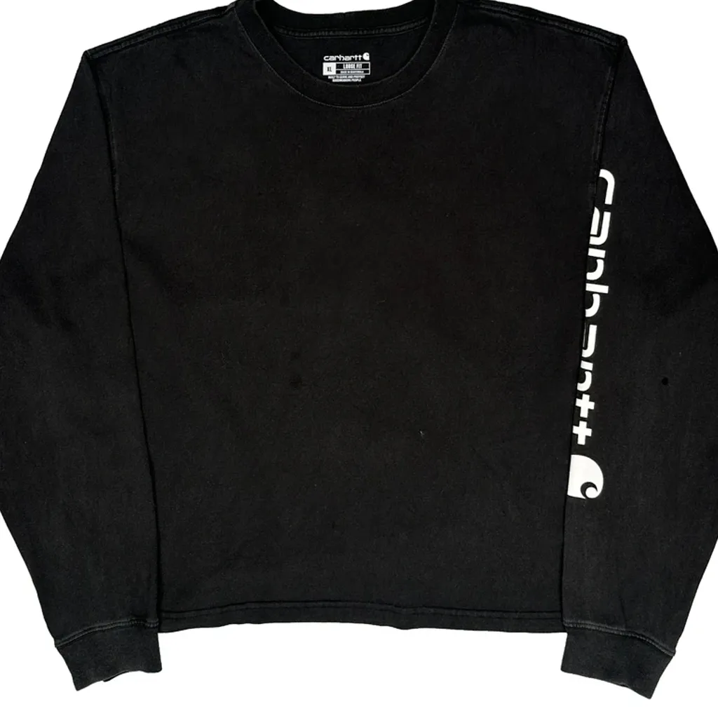 Carhartt Cropped Long Sleeve T-Shirt - XL Black Cotton - Image 5