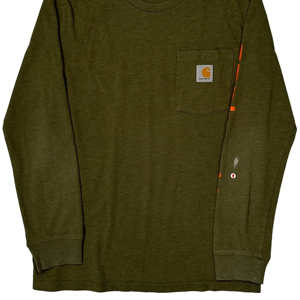 Carhartt Long Sleeve T-Shirt - Large Green Cotton - Image 4