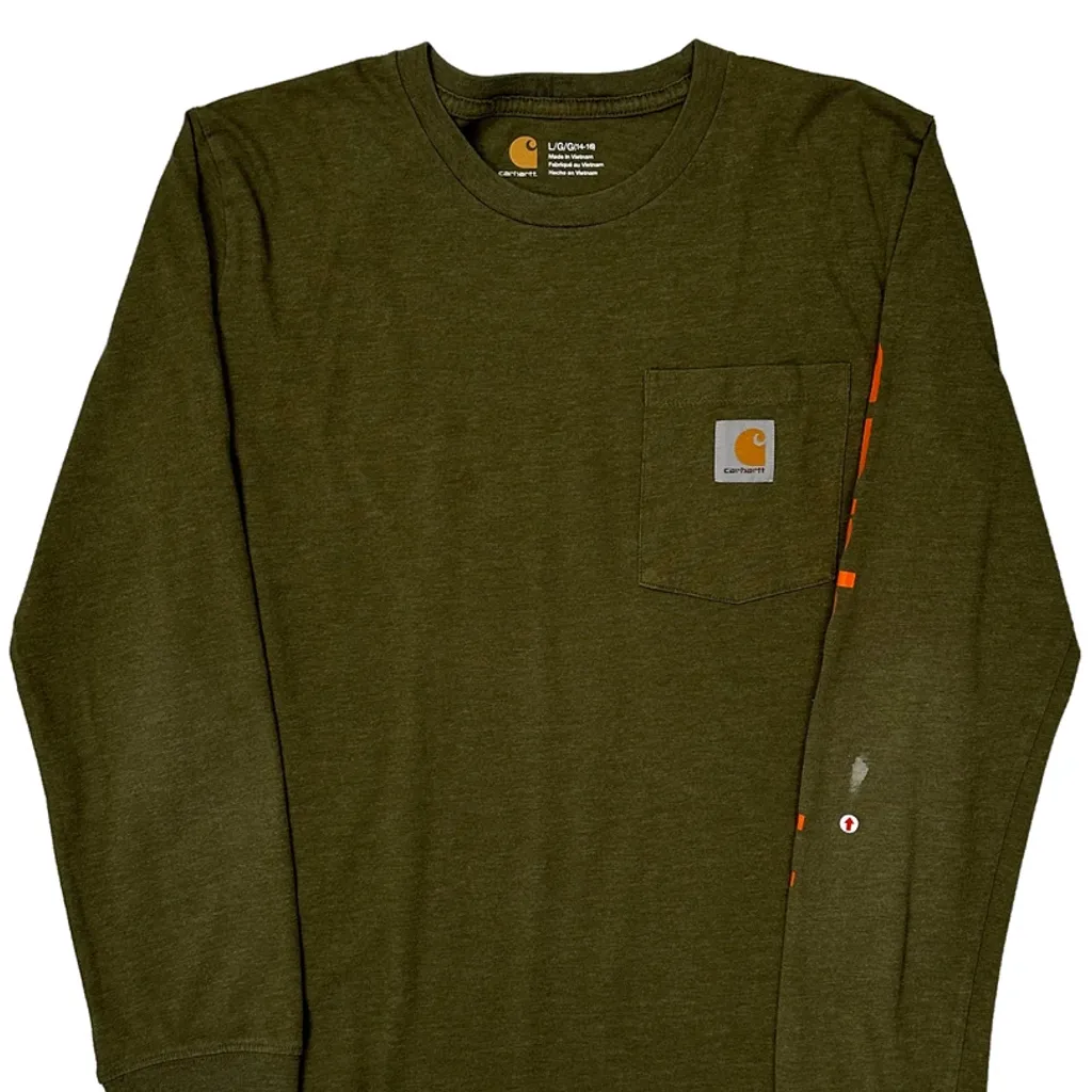 Carhartt Long Sleeve T-Shirt - Large Green Cotton - Image 5