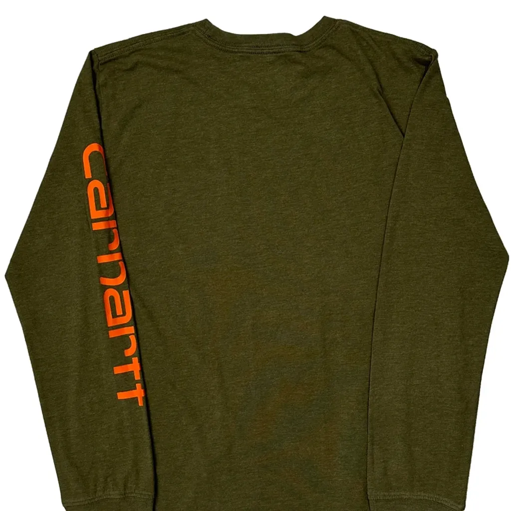 Carhartt Long Sleeve T-Shirt - Large Green Cotton - Image 7