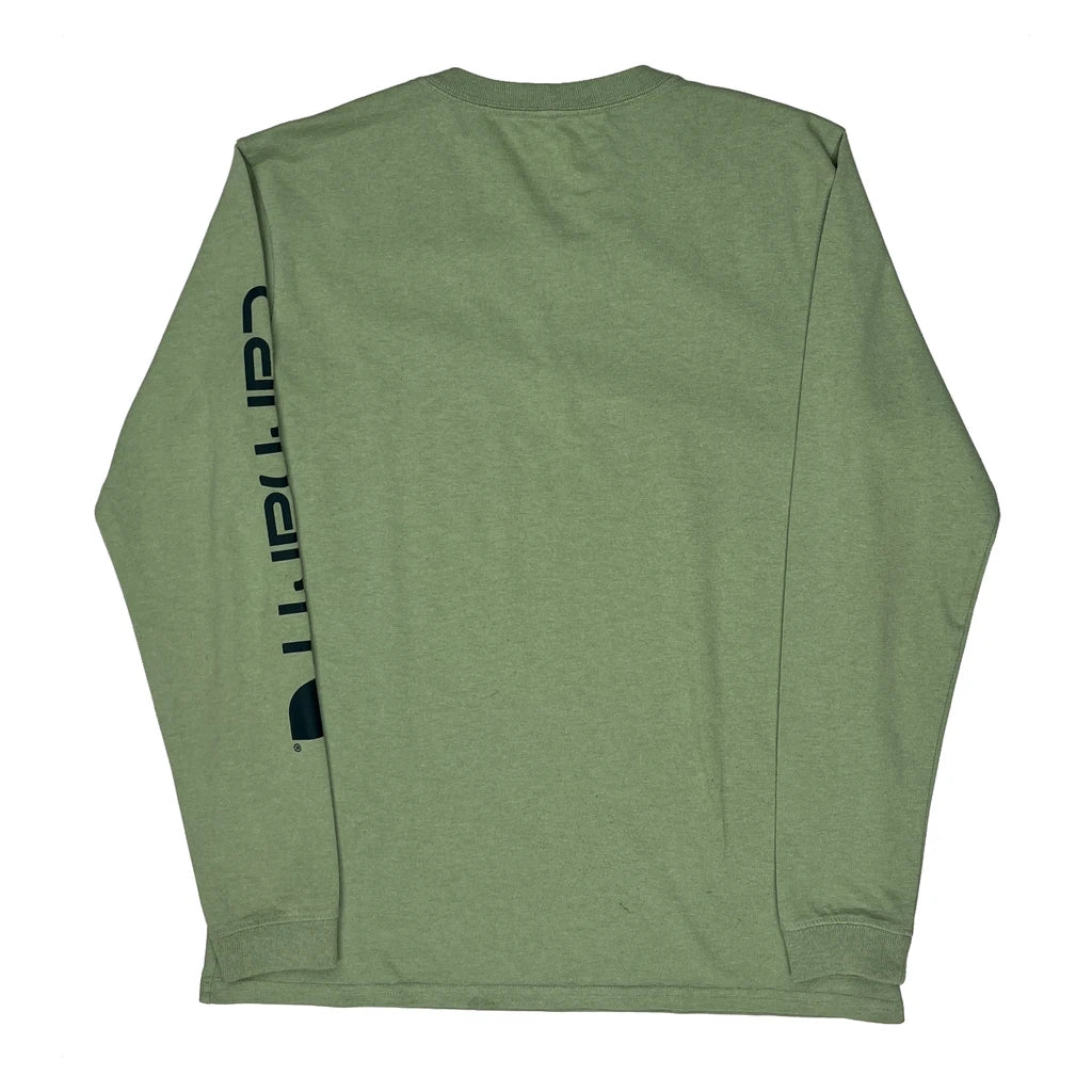 Carhartt Long Sleeve T-Shirt - Small Green Cotton - Image 2