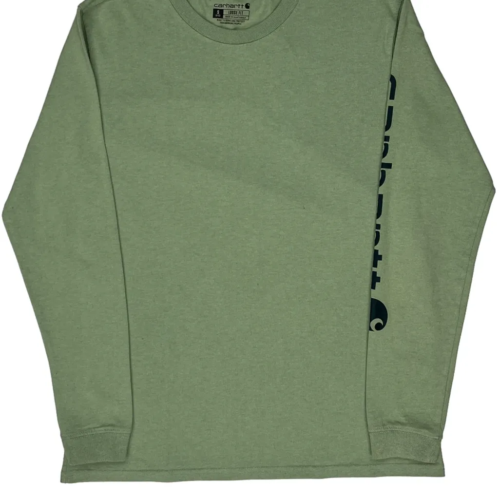 Carhartt Long Sleeve T-Shirt - Small Green Cotton - Image 4