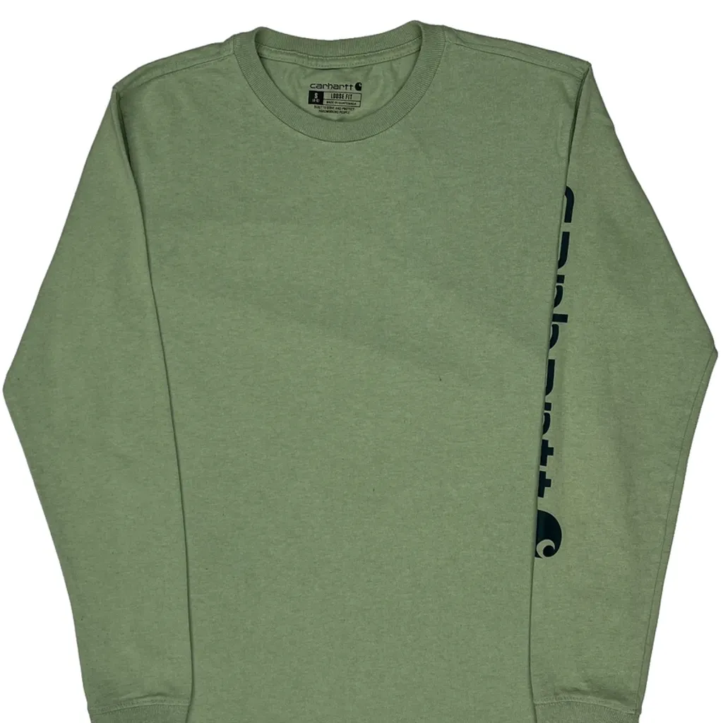 Carhartt Long Sleeve T-Shirt - Small Green Cotton - Image 5